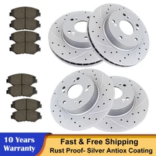 Front Rear Drilled Brake Rotors Discs Pads Kit Fit 2006-2011 Honda Civic Brakes