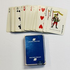 Vintage United Airlines Playing Cards Complete Deck Open Box Blue 1970s 1960s 54