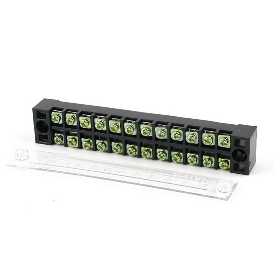2 Pcs 12 Positions Dual Rows 600V 15A Wire Barrier Block Terminal Strip TB-1512 - Image 3 of 4