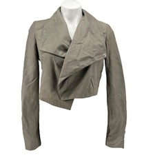 Lamarque Leather Biker Crop Topper Jacket S New Claudia Taupe Drape Collar Moto