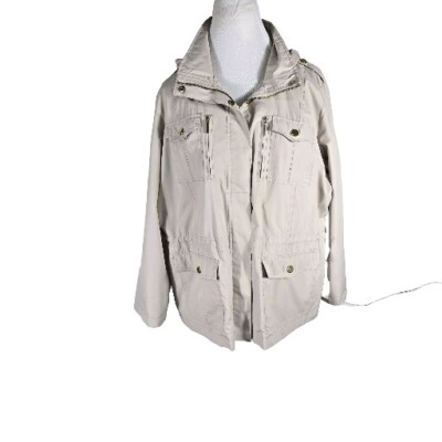 Style Co Wms PXL Biege Color Hooded Lt.Weight Poly Jacket B53