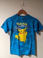 Vintage Y2K Pokemon Pikachu Nintendo Blue Tie Dye Youth Small T-Shirt
