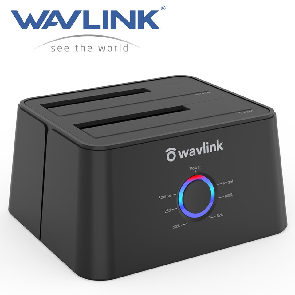 WAVLINK USB 3.0 Dual Bay Hard Drive Docking Station – For 2.5/3.5 Inch HDD/SSD, Offline Clone