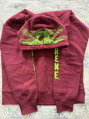Supreme Anti Hero Hooded Sweatshirt, Burgundy, Size Large | eBay