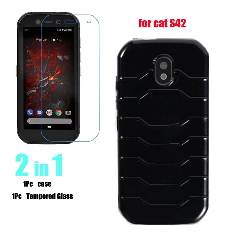 Case Cover + Tempered Glass Film Screen Protector For Caterpillar CAT