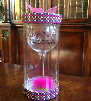 Minx Collector's Wine Stem Glass Shoes ''Shopaholic'' Purse Dress Design 13 oz NIB
