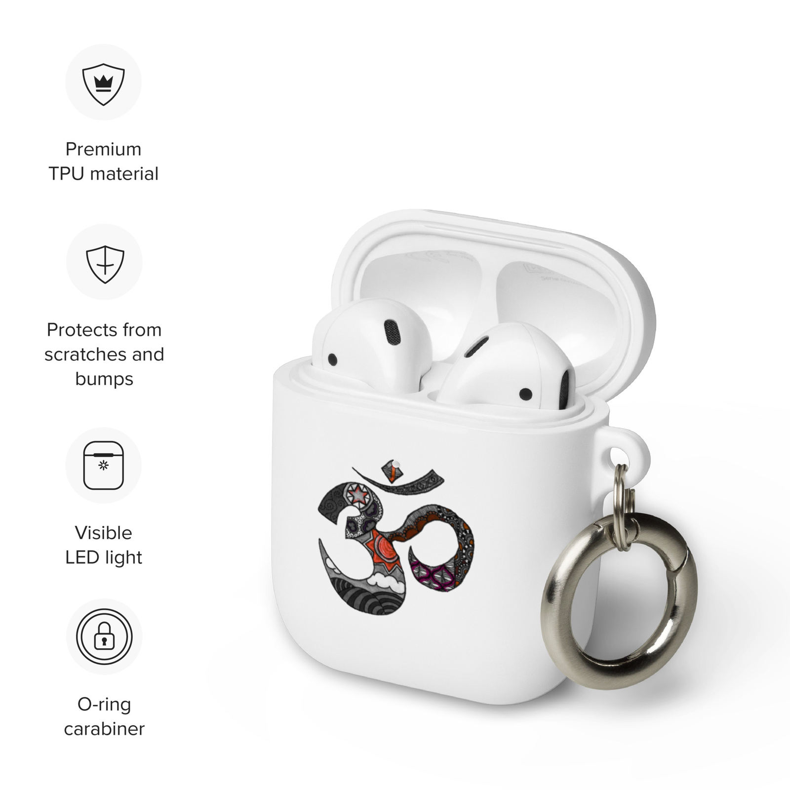 AirPods case Om Omkar Hand Drawn Design Zen Buddha-image