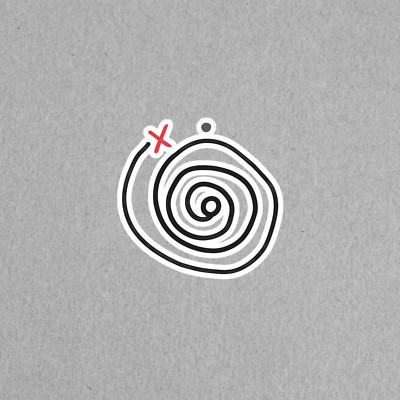 Minimalist Spiral Path Sticker - Black White Red X Decal Art Design ...