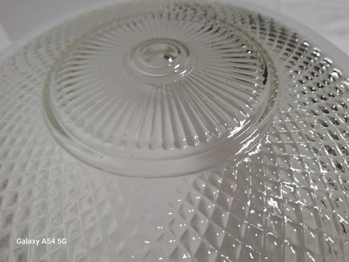Lámpara de techo vintage de vidrio transparente blanco pantalla acanalada patrón de diamante - Imagen 9 de 12