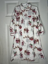 Pottery Barn Kids Heritage Santa Nightgown Polyester Flannel Girls Size 4