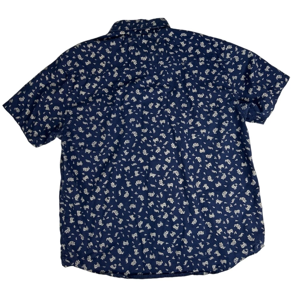 Company 81 2XL Men's Button Down Short Sleeve Paisley Blue White 100% Cotton - Image 2 of 4