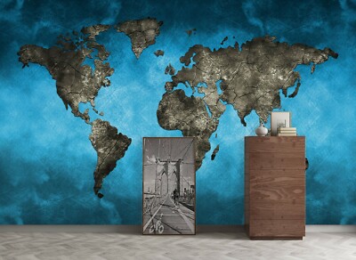 3D Black Crack 208NAO World Map Wallpaper Mural Removable Self-adhesive Amy