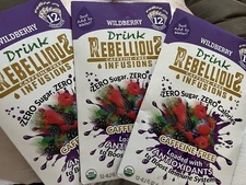 Rebellious Pure Energy Organic Natural Water Energy Mix. Bundle Of 3 = 36 Packs