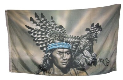 3x5 Native American Indian Eagle Man Rough Tex Knitted Flag 3'x5' 
