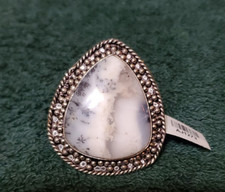 Dendrite Blue Stone Ring Size 6 German silver