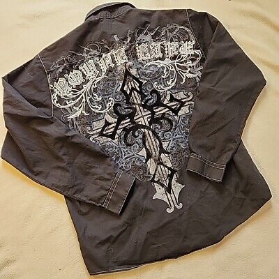 Eighty Eight Shirt Mens Medium Black Embellished Velvet Eighty Eight Shirt Mens Medium Black Embellished Velvet
