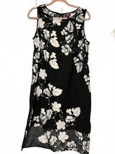 Womens Vince Camuto sz M black/white floral shift dress #320