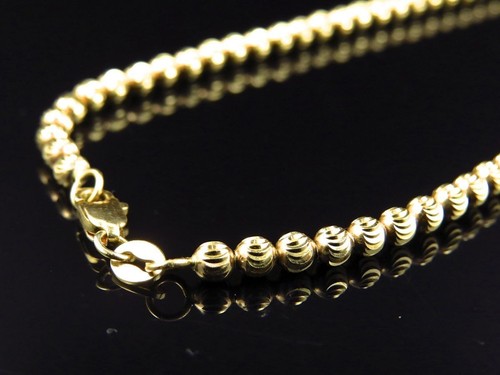 Unisex Solid 14k Yellow Gold Moon Cut Chain Necklace (5mm) 22''-30" - Afbeelding 3 van 7