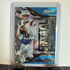 2025 Panini Prizm Drake Maye #7 Fractal Blue Ice /99 Patriots