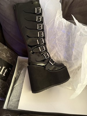 Demonia swing-815 Black Goth Platform Knee Boots NEW