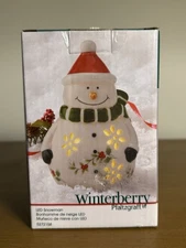 Pfaltzgraff Winterberry Snowman with LED Light 6x4 New In Box Christmas Holiday