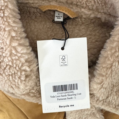 Reformation Veda Luca Suede Shearling Collar Parmesan Suede Coat L NEW Jacket - Picture 5 of 7