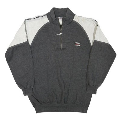 ACTIVE Herren Sweatshirt grau & weiß Future System 1/4 Reißverschluss XL Baumwollmischung