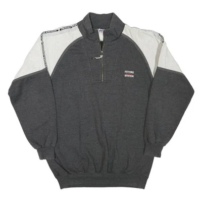 ACTIVE Homme Gris & Blanc Système Future Sweatshirt 1/4 Zip Coton XL - Photo 1/4