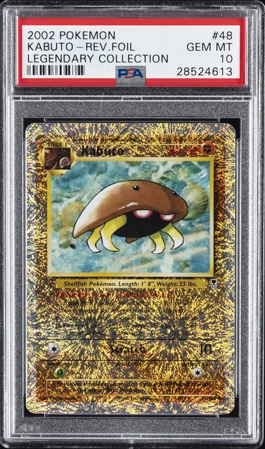 2002 POKEMON LEGENDARY COLLECTION #48 KABUTO-REVERSE FOIL PSA 10