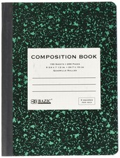 BAZIC 100 Ct. 5-1" Quad-Ruled Marble Composition Book,Notebooks Binders