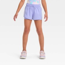 All In Motion Girls 2 in 1 Elastic Drawstring Waist Shorts Purple XL NWT