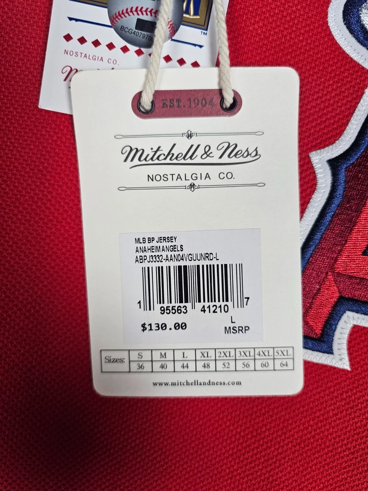Camiseta Anaheim Angels Vladimir Guerrero Mitchell Ness Roja 2004 Auténtica BP L Foto 2 de 4