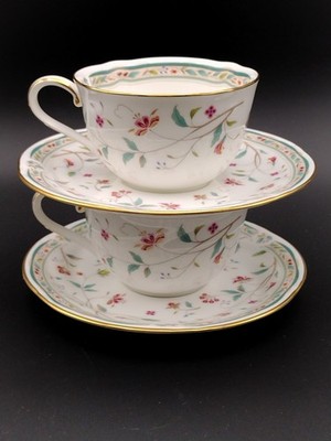 2 Noritake Hana Sarasa Tea Cups And Saucers  