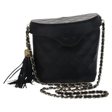 Borsa a tracolla CHANEL Matelasse catena pelle di agnello nera CC originale bs23838