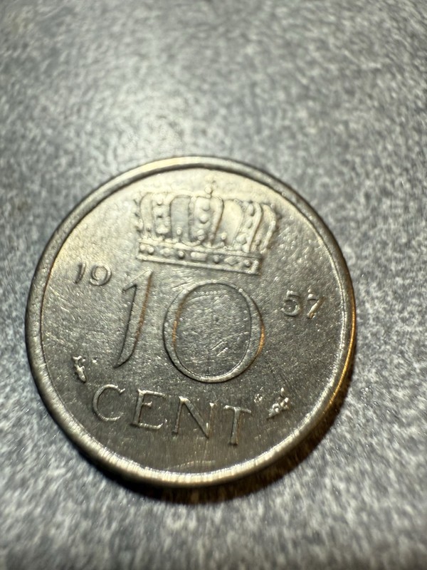 S12 - Netherlands 10 Cents 1957 Brilliant Uncirculated Coin - Queen Juliana G124