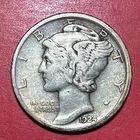 1924 US Mercury SILVER Dime "Philadelphia" Mint! Choice Very Fine! Old Coin!
