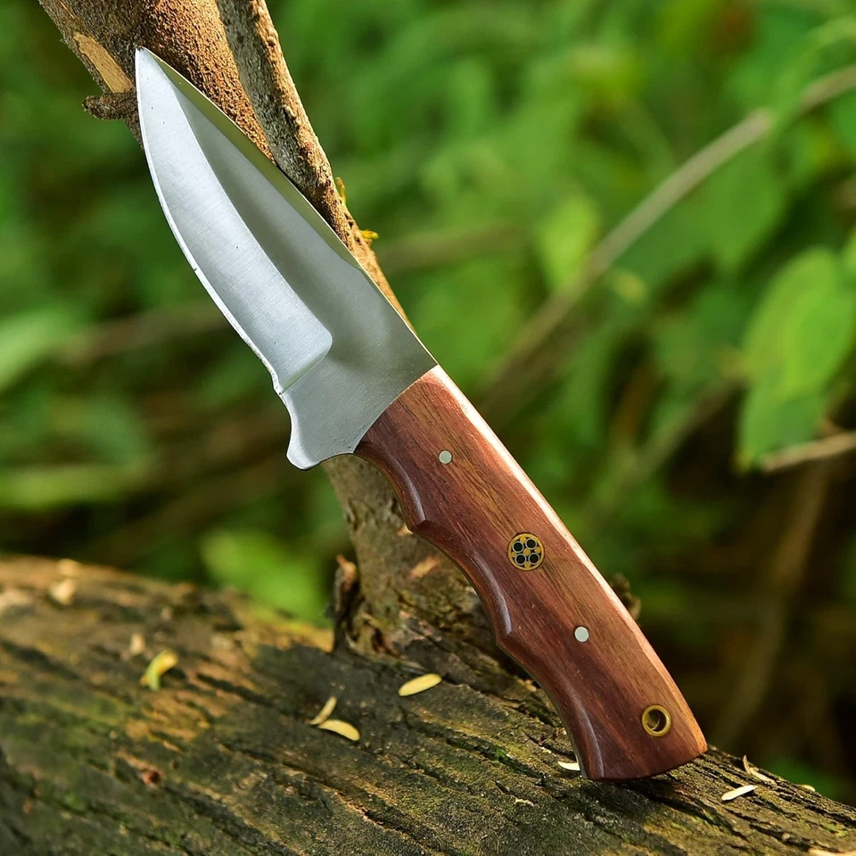 Taschenmesser Handgeschmiedet – Jagdmesser Outdoor Survival mit Lederscheide - Bild 2 von 4