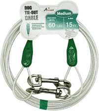 Petest Dog Tie-Out Cable Medium Dogs Up to 60 lbs 15ft Reflective