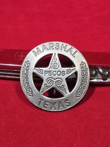 Pecos Texas Marshal Star Replica Badge Pin Western Collectible ~ Nice