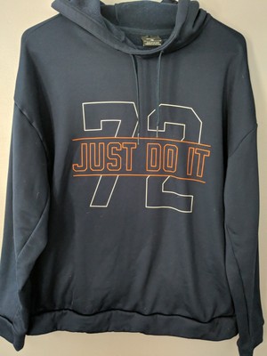 Nike Hoodie Mens M Just Do It Blue 72 Streetwear Y2K Sport Athleisure Techwear