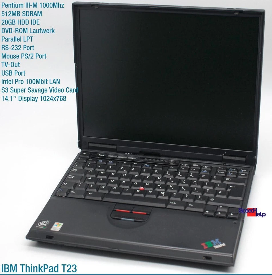 Notebook IBM THINKPAD T23 INTEL PENTIUM 3 1000MHZ Laptop Windows 98 LAN DVD 20GB - Imagen 2 de 4