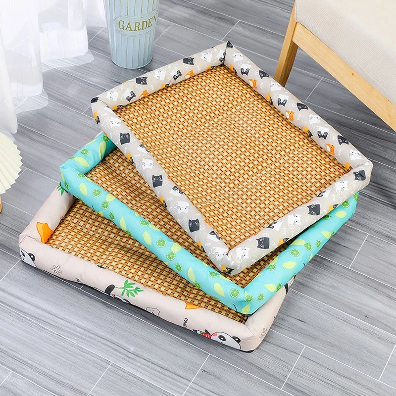 Pet Cat Bed Mat Rattan Woven Cat Sleeping Mat Sofa Bed Summer Pet Cooling Mat