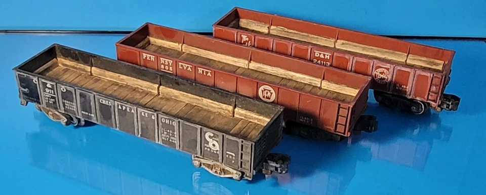 CB11: American Flyer S Gauge Gondola Cars Lot of 3 w/ Wood Plank Inserts - Image 2 of 4