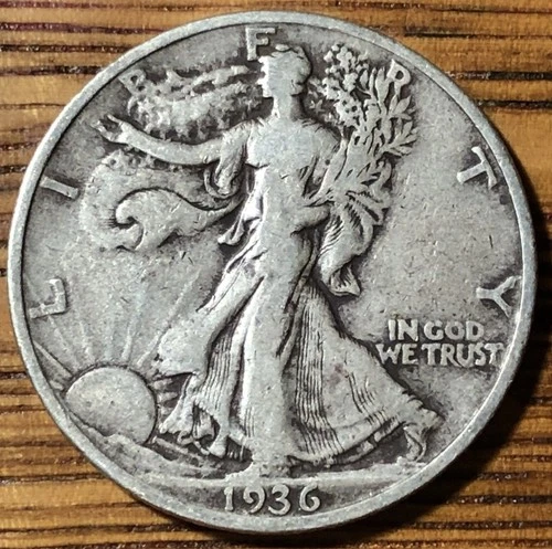 1936 P - Walking Liberty Silver Half Dollar - Fine Quality Coin - FREE SHIPPING