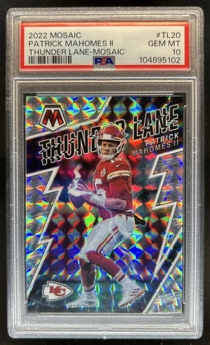 2022 Panini Mosaic Patrick Mahomes II Thunder Lane Mosaic #TL-20 Chiefs PSA 10