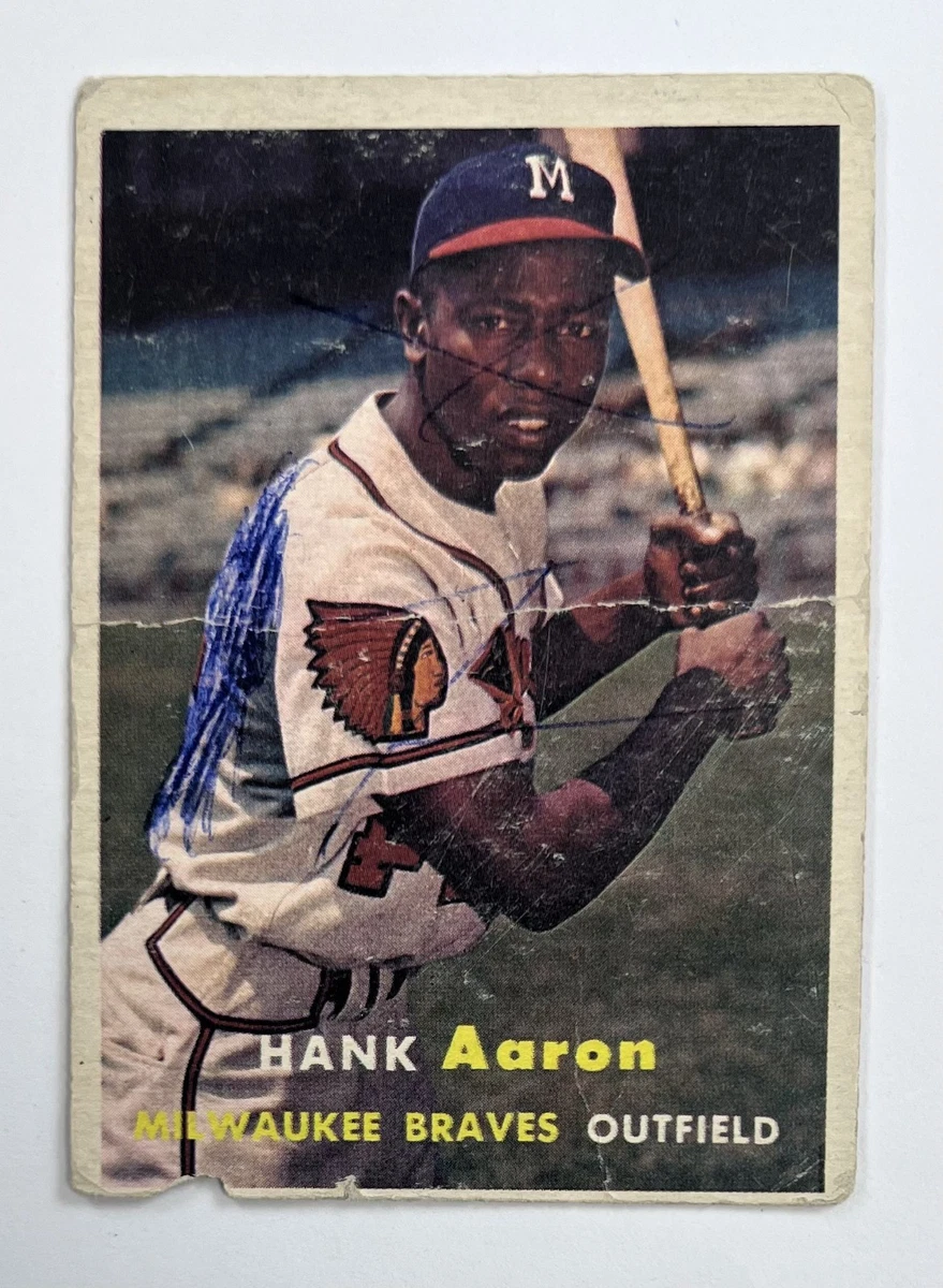 Topps Hank Aaron Autographed Baseball Sports Trading Cards for
