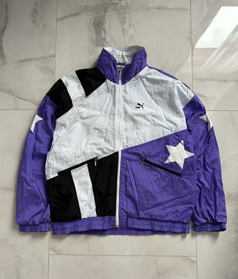Vintage 90s Puma Track Jacket Windbreaker sz M Geometric Pattern Retro Style