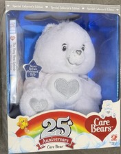 Care Bears TenderHeart White Silver 25th Anniversary Plush Toy DVD Swarovski NIB