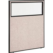 Office Partition Panel With Partial Window 48-1/4"W x 60"H Tan