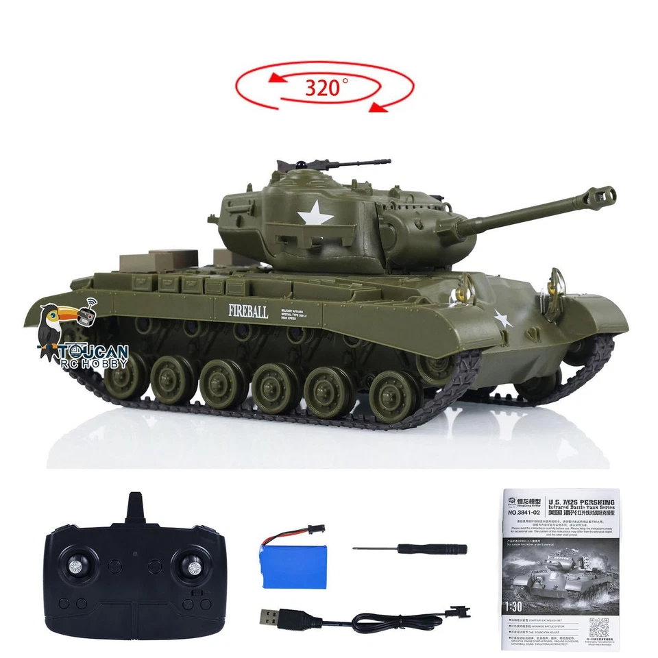 Heng Long 1/30 RC Assembled Tank Pershing M26 3841-02 Radio Control Tank Model - Image 2 of 4